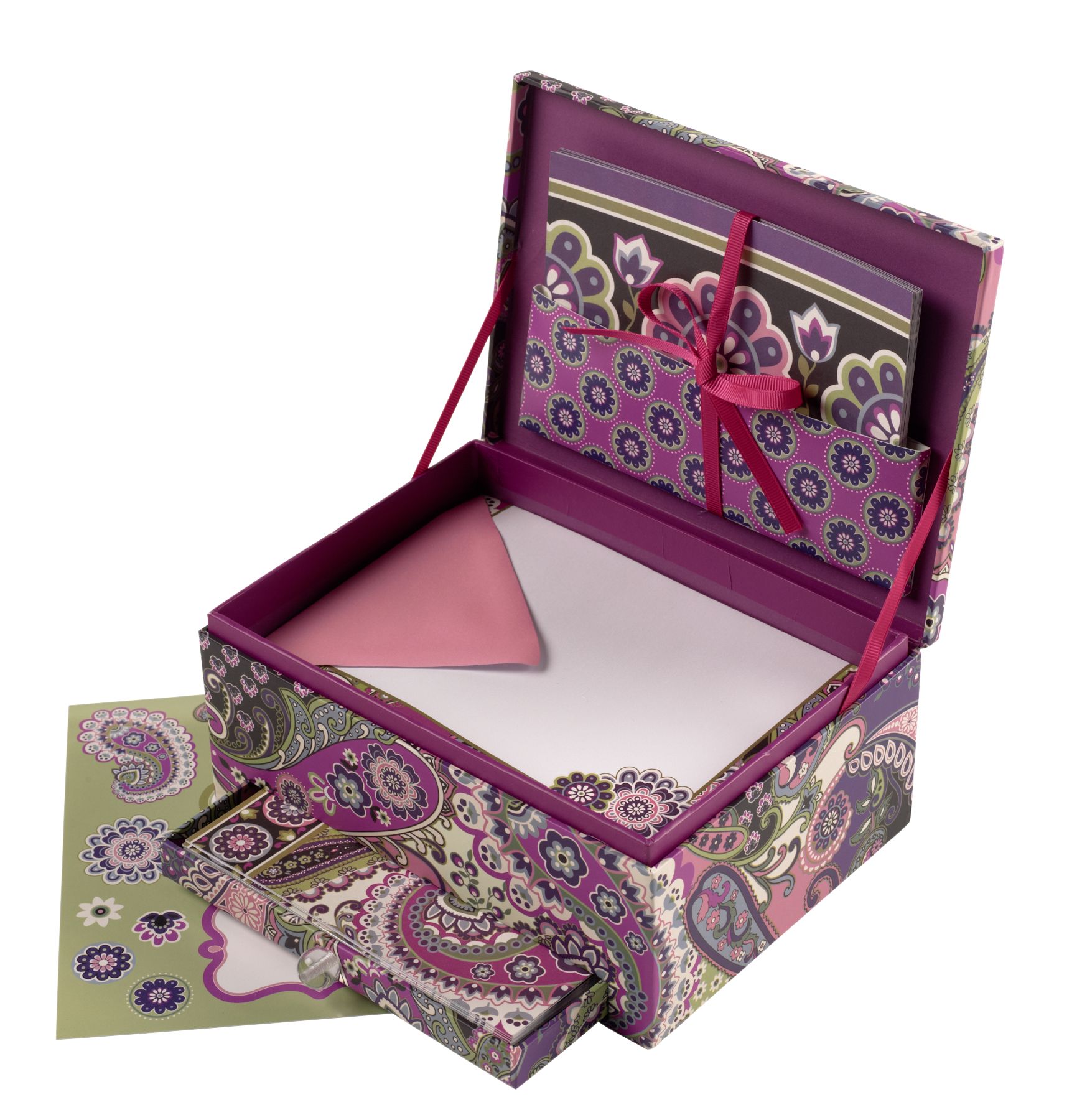 Vera Bradley Mail Box Stationery Desk Set in Very Berry Paisley