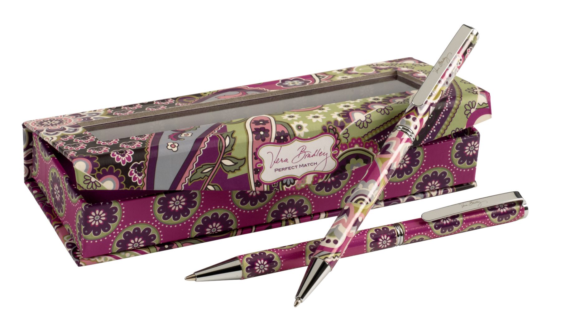 Vera Bradley Perfect Match Pen and Pencil Set in Very Berry Paisley